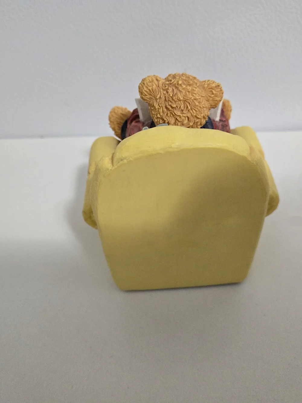 Vintage Springmaid Handpainted Resin Teddy Bear Figurine in Reading Chair
